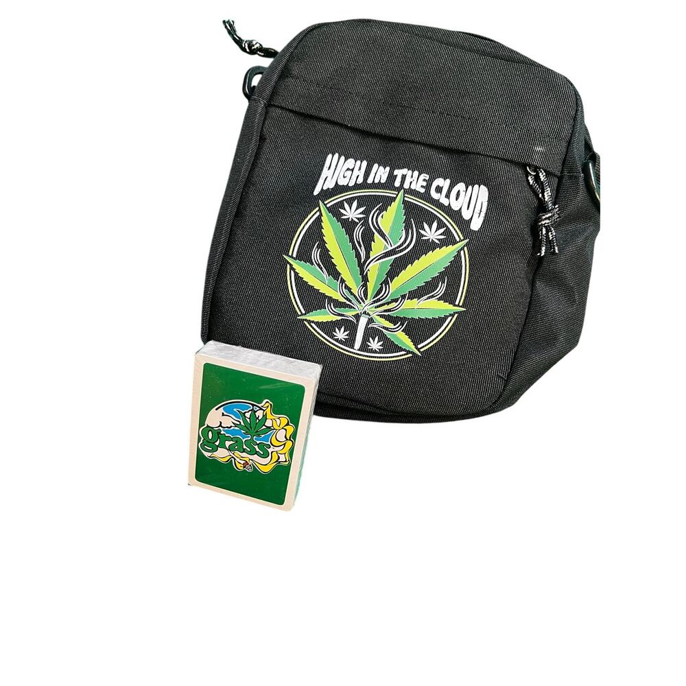 420 Theme Bundle: Sealed Grass Card Game & "High In The Cloud" Crossbody Bag